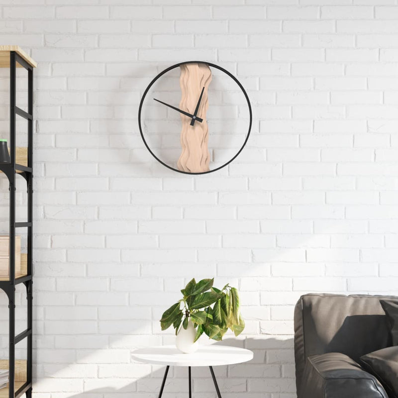 Wandklok Ø35 Cm Ijzer En Eikenhout
