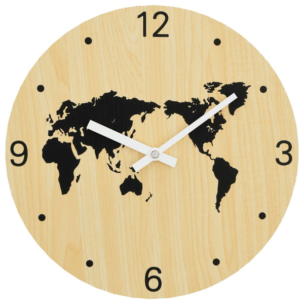 Wandklok Ø30 Cm Bewerkt Hout