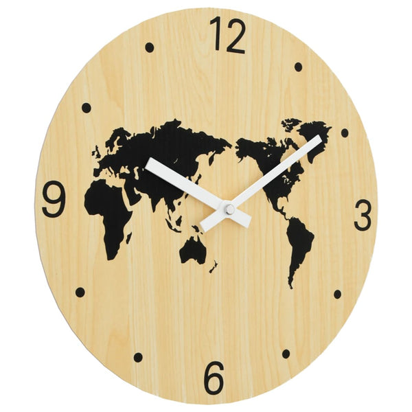 Wandklok Ø30 Cm Bewerkt Hout