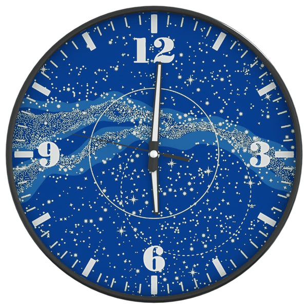 Wandklok Met Lichtgevende Wijzerplaat En Wijzers Ø30 Cm Blauw