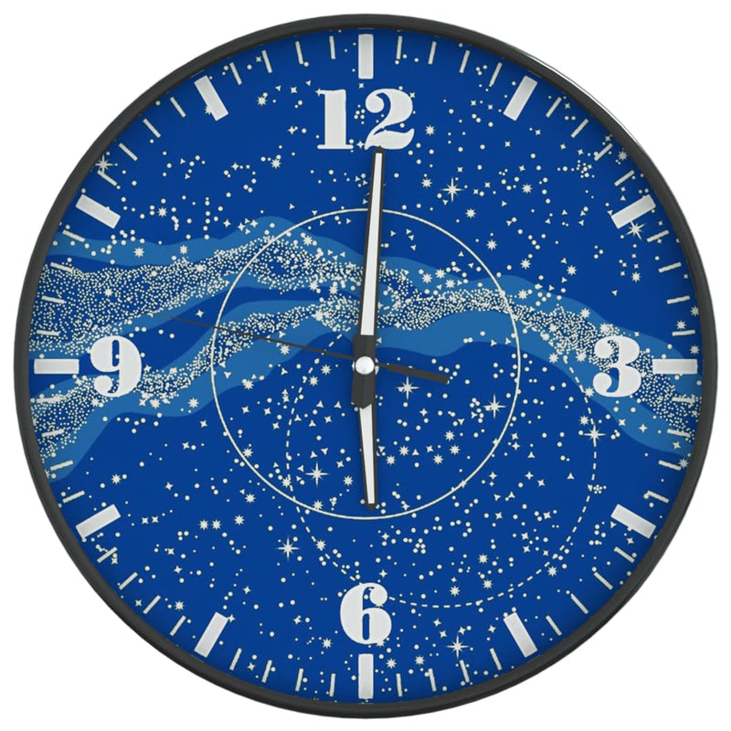 Wandklok Met Lichtgevende Wijzerplaat En Wijzers Ø30 Cm Blauw