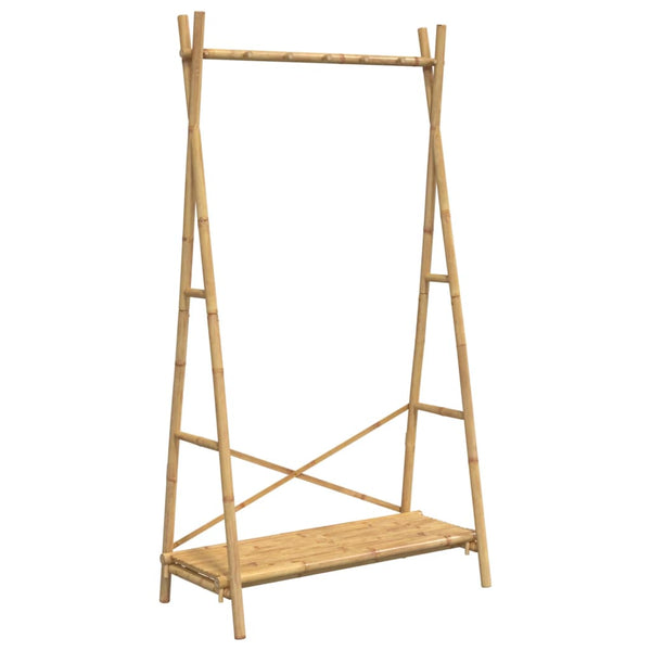 Kledingrek Met Schap 102X50X190 Cm Bamboe Zwart En Grijs
