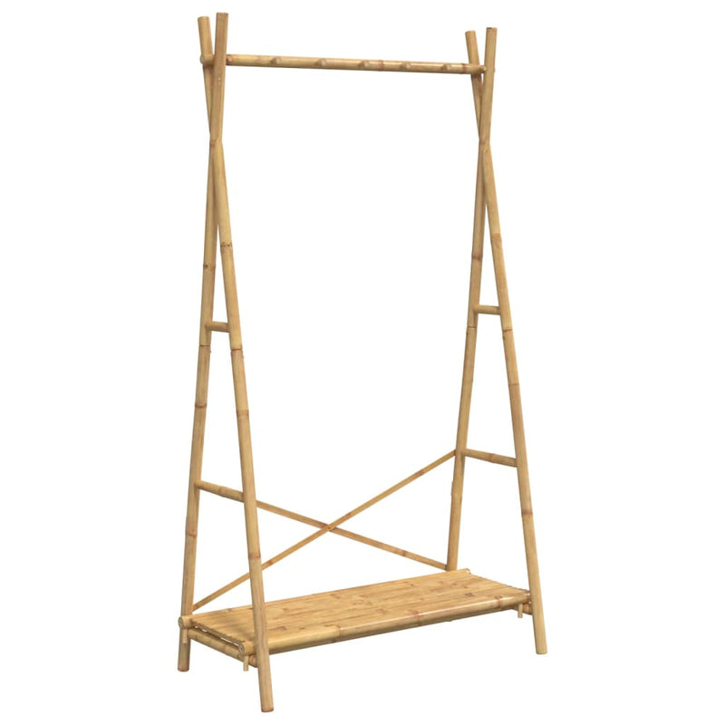 Kledingrek Met Schap 102X50X190 Cm Bamboe Zwart En Grijs