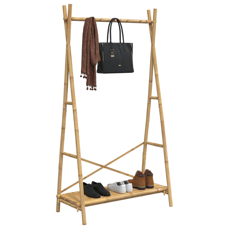 Kledingrek Met Schap 102X50X190 Cm Bamboe Zwart En Grijs