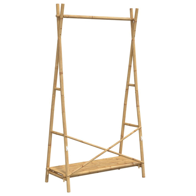 Kledingrek Met Schap 102X50X190 Cm Bamboe Zwart En Grijs