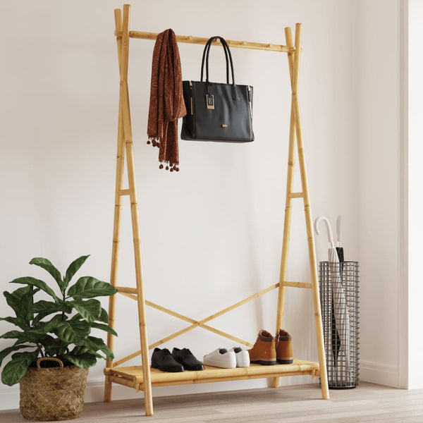 Kledingrek Met Schap 102X50X190 Cm Bamboe Zwart En Grijs
