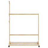 Kledingrek Met Haken En Wielen 100X35X157 Cm Bamboe