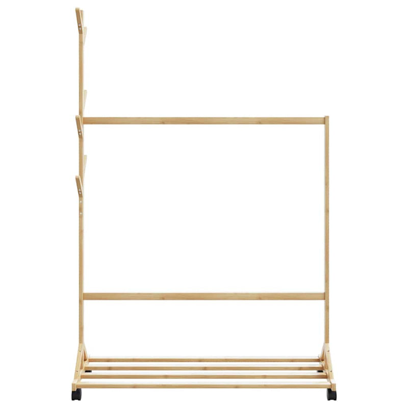 Kledingrek Met Haken En Wielen 100X35X157 Cm Bamboe