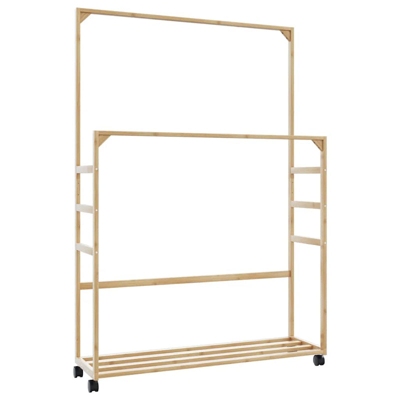 Kledingrek Met Schappen En Wielen 90X35X155 Cm Bamboe