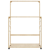 Kledingrek Met Schappen En Wielen 90X35X155 Cm Bamboe