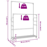 Kledingrek Met Schappen En Wielen 90X35X155 Cm Bamboe