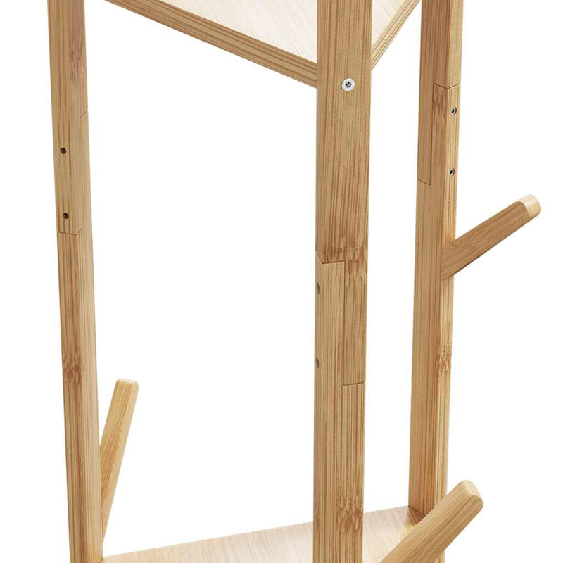 Kapstok Met Haken En Schappen 39X33X166 Cm Bamboe