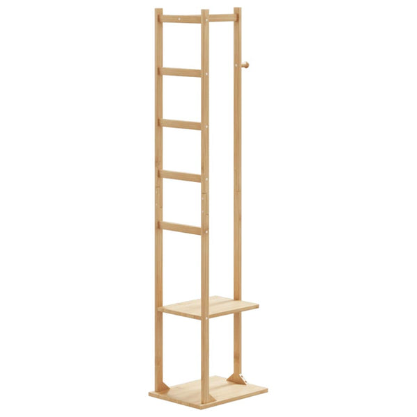 Kapstok Met Haken En Schappen 38,5X30X156 Cm Bamboe Bruin
