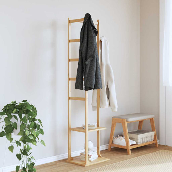 Kapstok Met Haken En Schappen 38,5X30X156 Cm Bamboe Bruin