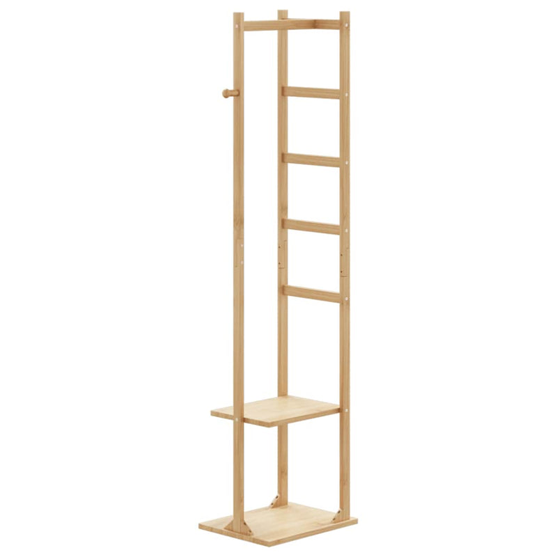 Kapstok Met Haken En Schappen 38,5X30X156 Cm Bamboe Bruin