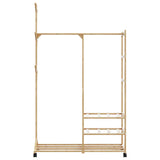 Kledingrek Met Schappen En Wielen 100X38X175,5 Cm Bamboe Rood
