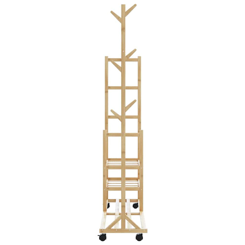 Kledingrek Met Schappen En Wielen 100X38X175,5 Cm Bamboe Rood
