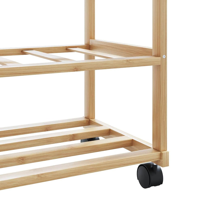 Kledingrek Met Schappen En Wielen 100X38X175,5 Cm Bamboe Rood