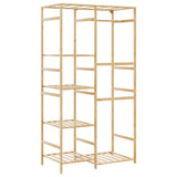 Kledingrek Met Schappen 100X50X184,5 Cm Bamboe Beige