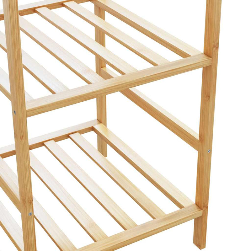Kledingrek Met Schappen 100X50X184,5 Cm Bamboe Beige