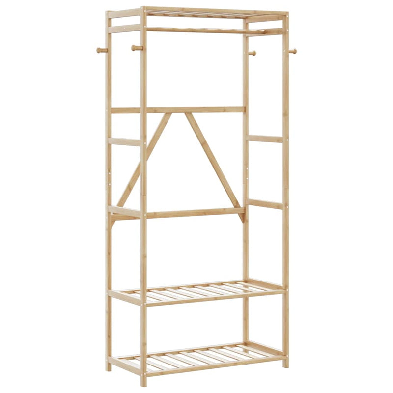 Kledingrek Met Schappen 110X40X175 Cm Bamboe