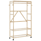 Kledingrek Met Schappen En Wielen 110X40X180 Cm Bamboe