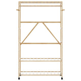 Kledingrek Met Schappen En Wielen 110X40X180 Cm Bamboe