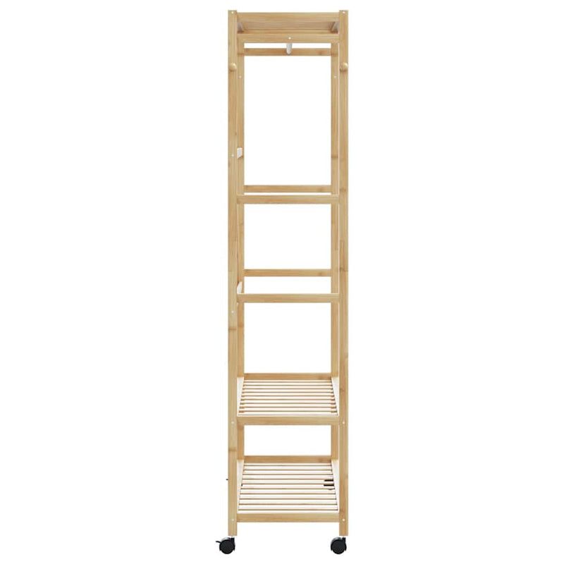 Kledingrek Met Schappen En Wielen 110X40X180 Cm Bamboe