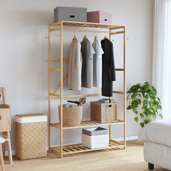 Kledingrek Met Schappen 110X40X175 Cm Bamboe