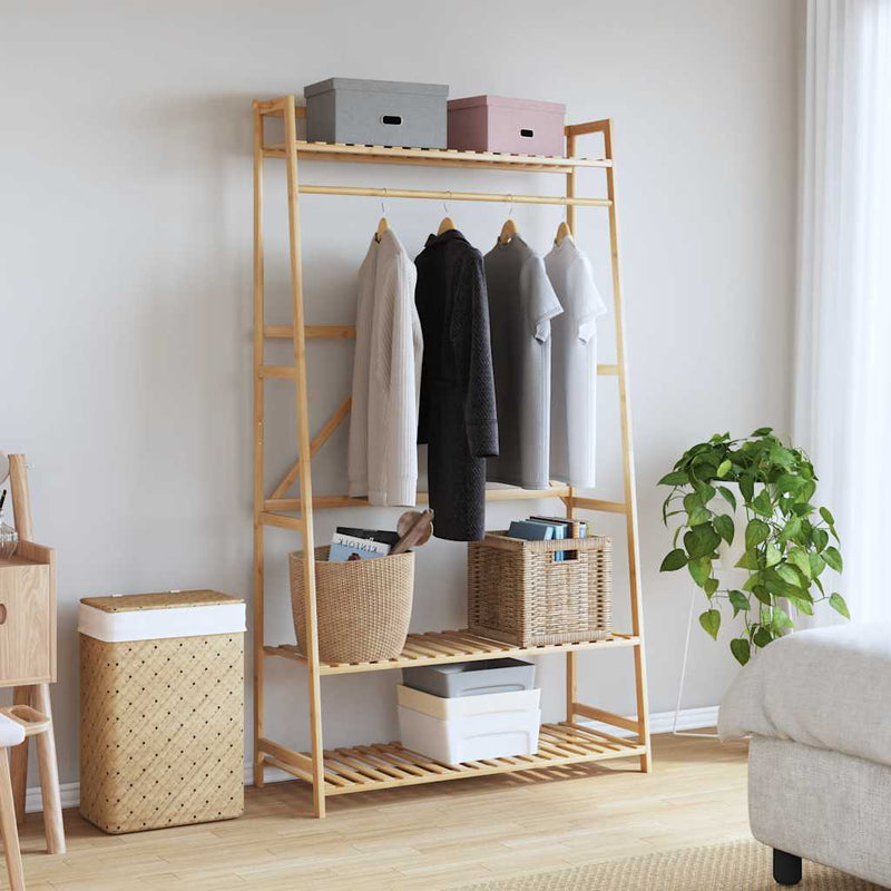 Kledingrek Met Schappen 110X40X180 Cm Bamboe Bruin