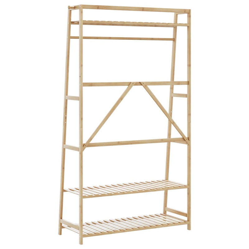 Kledingrek Met Schappen 110X40X180 Cm Bamboe Bruin