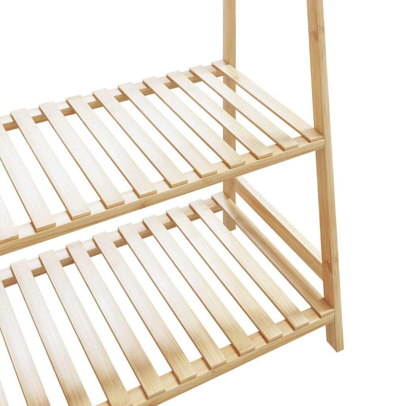 Kledingrek Met Schappen 110X40X180 Cm Bamboe Bruin