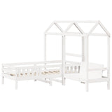 Kinderbed Met Huisje En Bankje Massief Grenenhout 100X200Cm
