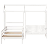 Kinderbed Met Huisje En Bankje Massief Grenenhout 100X200Cm