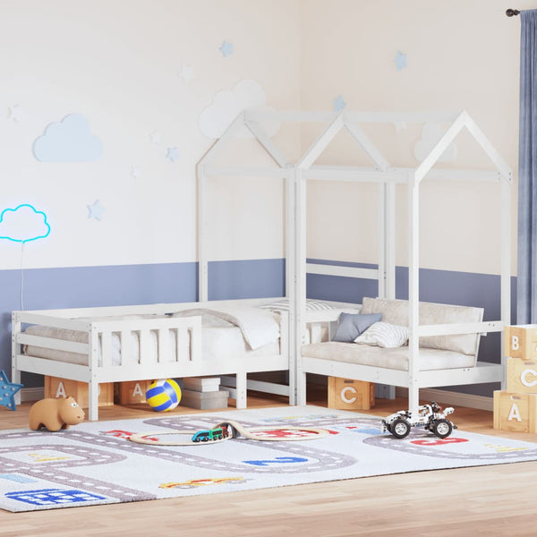 Kinderbed Met Huisje En Bankje Massief Grenenhout 100X200Cm