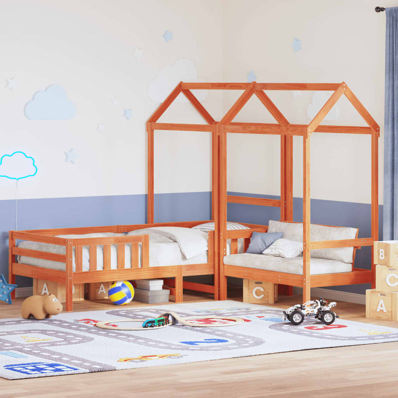 Kinderbed Met Huisje En Bankje Massief Grenenhout 100X200Cm