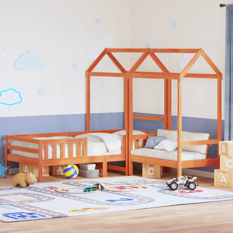 Kinderbed Met Huisje En Bankje Massief Grenenhout 100X200Cm