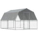 Hondenkennel Met Dak En Deur Gegalvaniseerd Staal Zilverkleurig