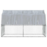 Hondenkennel Met Dak En Deur Gegalvaniseerd Staal Zilverkleurig