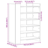 Schoenenkast 74,5X37,5X100 Cm Bewerkt Hout Kleurig