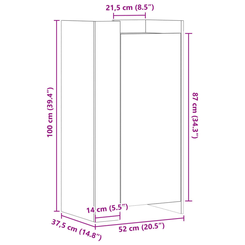 Schoenenkast 52X37,5X100 Cm Bewerkt Hout