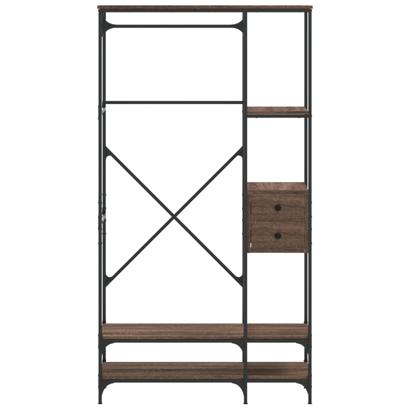 Kledingrek Met Schappen Bewerkt Hout