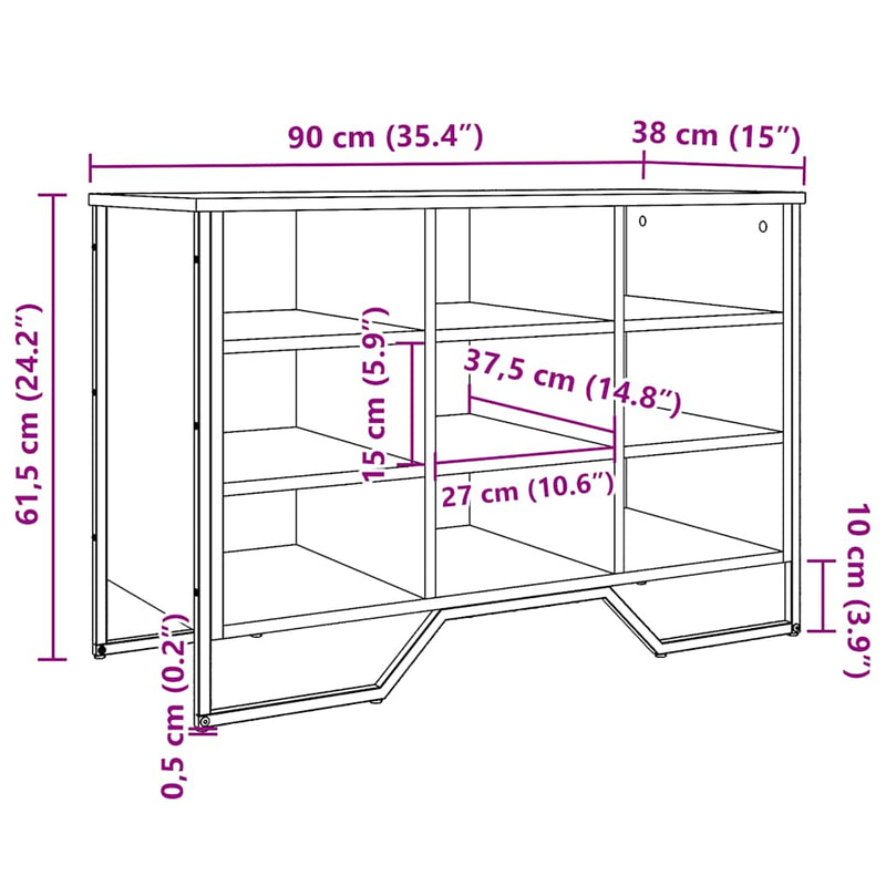 Schoenenkast 90X38X61,5 Cm Bewerkt Hout Kleurig