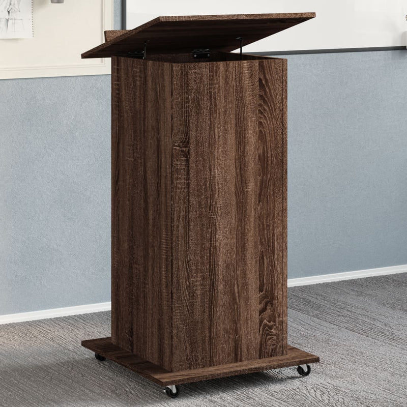 Podium Met Lade Met Wiel 55 X 55 X 107 Cm Bewerkt Hout