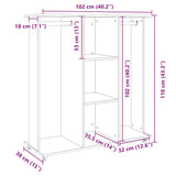 Kledingkast Met Wielen 102X38X110 Cm Bewerkt Hout