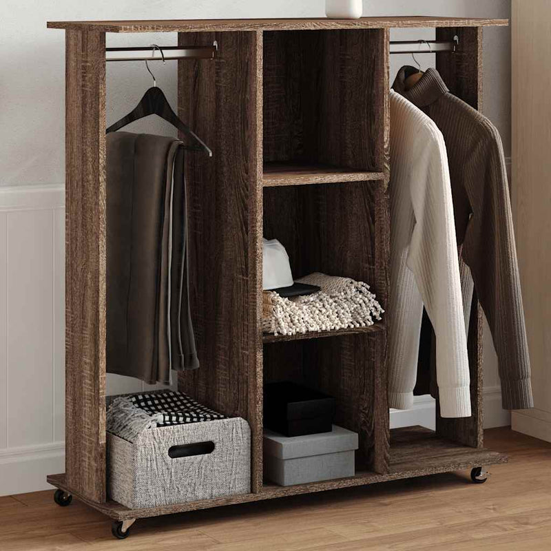 Kledingkast Met Wielen 102X38X110 Cm Bewerkt Hout