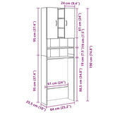 Wasmachinekast 64X25,5X190 Cm Sonoma Eikenkleurig