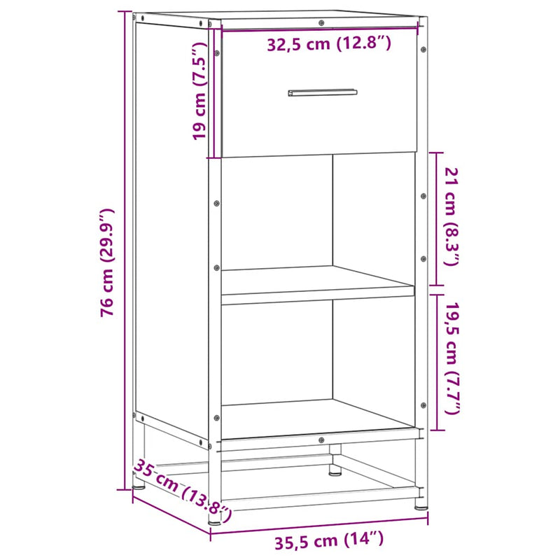 Dressoir 35,5X35X76 Cm Bewerkt Hout En Metaal