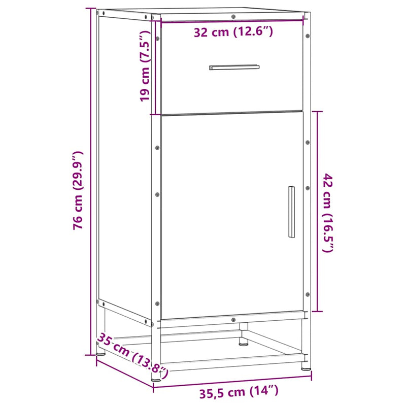 Dressoir 35,5X35X76 Cm Bewerkt Hout En Metaal