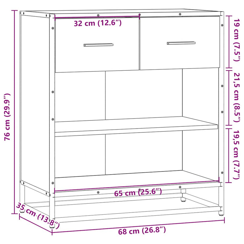 Dressoir 68X35X76 Cm Bewerkt Hout